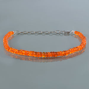 Bracelet perlé en opale de feu orange fait main, collier ras du cou orange, bijoux délicats en cristal, bracelet en cristal argenté de guérison - Product Image 2