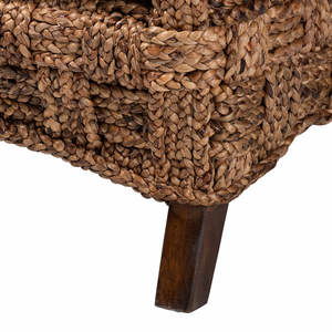 Rustic Coastal Seagrass and Mahogany Wood Armchair <b>Upholstered</b> Living Room <b>Chair</b> - Product Image 5