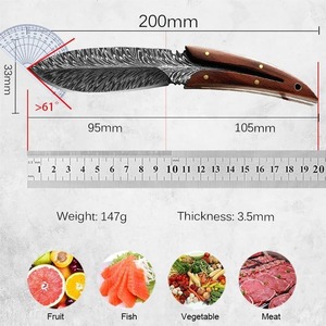 Couteau de chasse à lame fixe en acier inoxydable Feather, manche en bois, étui en cuir, couteau de chef, DIY OEM, multi-usages - Product Image 4