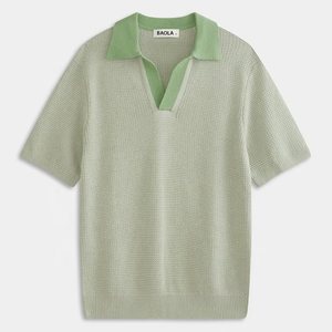 เสื้อยืดแขนสั้นทรงหลวมแบบสั่งทำพิเศษ เสื้อถักปักโลโก้ คุณภาพสูง ผ้าฝ้ายถัก เสื้อโปโลชายสำหรับเล่นกอล์ฟ - Product Image 2