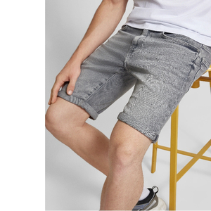 Shorts en jean gris pour homme, taille mi-haute, coupe droite, en coton délavé, style décontracté d'été, personnalisables 2026 - Product Image 1