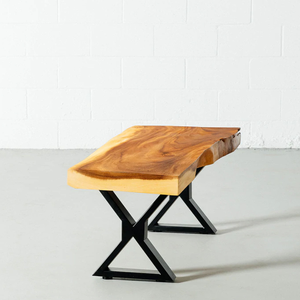 Metal Frame Wooden <b>Bench</b> with Minimalist Design For Home Furniture and Garden Set Decoration - Product Image 3