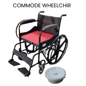 <b>Commode</b> Wheel <b>Chair</b> With Black Frame And Plastic Wrapped Wheels For Rehab Center Use - Product Image 5