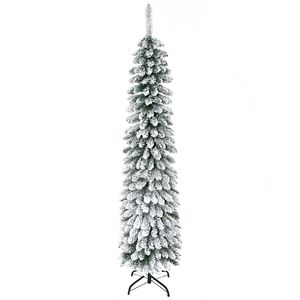 Albero di Natale Artificiale Sottile e Alto 1,8 m, Non Illuminato, Effetto Neve, con 395 Punte Verdi e Rami Realistici - Product Image 1