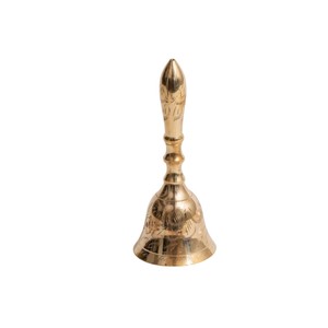 Antique Style Gold-Plated Brass Handcrafted Religious Dinner <b>Bell</b> Clear Resonant Sound Decorative Vintage Metal Weddings Hotel - Product Image 1