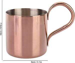 Taza Moscow Mule de Cobre Puro Hecha a Mano, Taza de Cobre Martillado con Asa de Latón para Cócteles, Cerveza y Bebidas Frías - Product Image 3