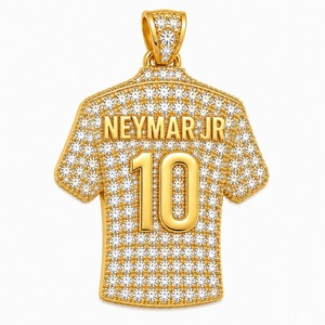Luxury Custom Football Crown Pendant 18K Yellow Gold Lab Grown Diamond Number 10 <b>Iced</b> <b>Out</b> Sports Necklace Wholesale - Product Image 3