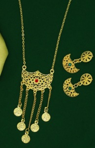 Charm Pendant set joyería chapada en oro indio Dubai árabe joyería colgante conjunto pendientes collar cadena para mujer - Product Image 4