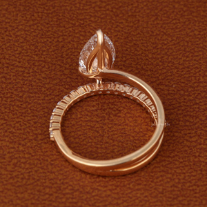 2.00 CT Pear Cut Lab Grown Diamond Engagement Ring IGI Certified 14KT <b>Solid</b> Yellow Gold Bypass Pave Setting Diamond Ring - Product Image 5