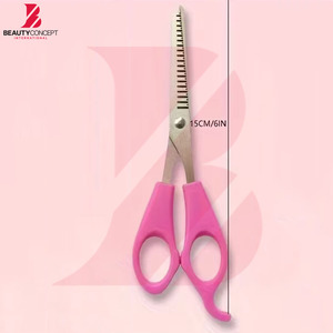Ciseaux à effiler les cheveux rose vif avec manche en plastique, 6 pouces, ciseaux de barbier professionnels en acier inoxydable, outils de coiffure - Product Image 2