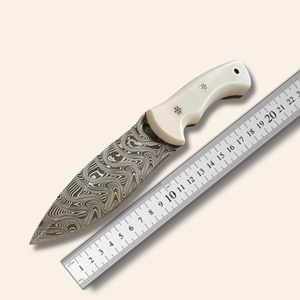 A&M Enterprises Handmade Damascus Steel Hunting <b>Knife</b> with <b>Bone</b> <b>Handle</b> and Leather Sheath Survival Utility Tracker <b>Knives</b> - Product Image 5