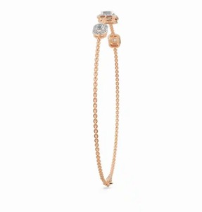 Essence of Emerald Halo Diamond Chain Bracelet 9kt 14kt 18kt Yellow <b>Rose</b> White <b>Gold</b> 1.360 Carats 53 Diamonds Luxury Fine Jewelry - Product Image 6