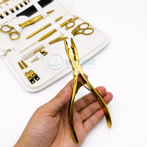 Eco-Friendly Gold Plasma Hair Extension Tool Kit Flat I Tip Plier <b>Razor</b> Scissor <b>Set</b> Stainless Steel for Salon Professionals - Product Image 2