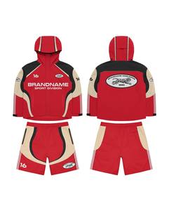 Multi Color Sport Division Windbreaker Jacket Shorts Set | Oversized <b>Zip</b> <b>Hooded</b> Matching Set OEM Private Label Manufacturer - Product Image 2
