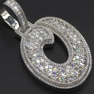 Custom Emerald Cut Moissanite Letter <b>Pendant</b> Iced Out Thick Layered Hip Hop <b>Pendant</b> 925 <b>Silver</b> Custom <b>Initial</b> Letter <b>Pendant</b> - Product Image 1