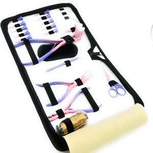 LUMINEX Hair Extension <b>Tools</b> Kit Gold Color Portable With Bead Plier Bond Cutter Thinning Razor <b>Clips</b> Comb - Product Image 5