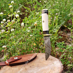 Cuchillo de Caza y Camping de Acero de Damasco Hecho a Mano Profesional UA Supplies, Hoja Fija Afilada como una Navaja, Guarda de Latón, Personalizable OEM/ODM - Product Image 4