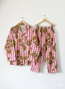 Conjunto de Pijama de 3 Piezas de Algodón Suave para Mujer |   Ropa de estar por casa con estampado a mano |   Logotipo frontal estilo bohemio para verano - Product Image 2