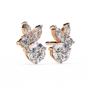 Marquise Oval Round Diamond Earrings Butterfly <b>Stud</b> Ear Jewelry for Wedding Party Gift - Product Image 2