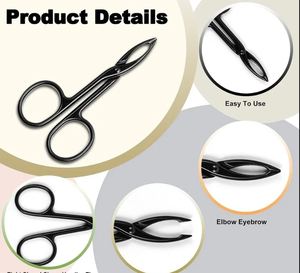 Pince à épiler pour femmes, 3 pièces, pince à épiler pour sourcils avec manche en forme de ciseaux, argent, noir et or rose, tête droite, pour enlever les poils - Product Image 2