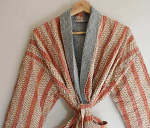 Women's Reversible <b>Kantha</b> Cotton Quilted <b>Jacket</b> Vintage Printed Knitted Cardigan Winter Wear - Product Image 1