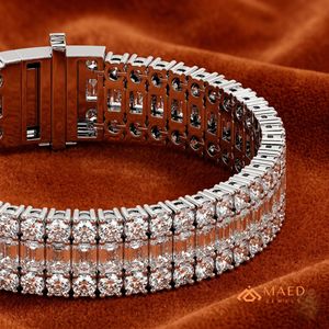 Pulsera de tenis de moissanita de tres filas en tono plateado para mujer, pulsera de cadena fina, joyería de moda, regalo elegante para aniversario nupcial - Product Image 2