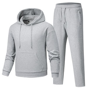 Ensemble de survêtement décontracté pour homme avec logo personnalisé, séchage rapide, respirant, 100 % coton molletonné, grande taille, à capuche, personnalisable - Product Image 1