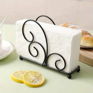 Porte-serviettes en métal noir classique durable et support de boîte à mouchoirs en fer forgé pour la cuisine, la salle à manger, l'hôtel et le restaurant - Product Image 1