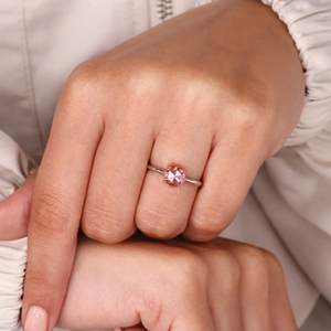 Anillo solitario redondo rosa con corte de rosa, diamante cultivado en laboratorio de 1.00 quilates, anillo de compromiso, anillo de boda, joyería, anillo de 14k, vermeil eternidad - Product Image 1