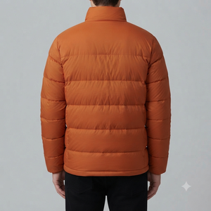 Veste matelassée légère pour homme, col montant, orange, en polyester, pour l'hiver, décontractée, pour l'extérieur, fermeture éclair, coupe classique - Product Image 3