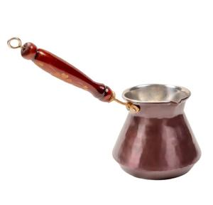 Hermosa cafetera turca, griega y árabe de latón martillado color cobre, para hornilla, Cezve Ibrik Briki, con mango de madera - Product Image 5