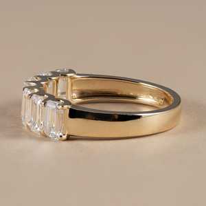 Luxury <b>Stacking</b> Band Emerald Cut Diamond Seven Stone <b>Ring</b> For Unisex Lab Grown 14K Solid Gold Fine Surprise Gift For Girlfriends - Product Image 2