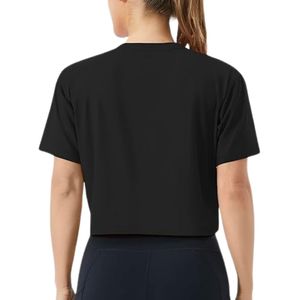 Black Boxy Women Yoga Crop Tops Cotton Blend Relaxed Fit High Quality Breathable Manufacturer Yoga Crop Tops - Product Image 2