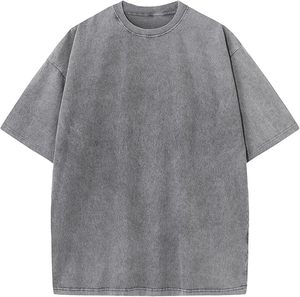 T-shirt en coton délavé tendance, col rond, style vintage streetwear, logo personnalisé pour homme - Product Image 6