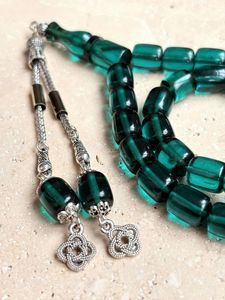 Rosario Musulmán de Resina Ecológica Premium con Cuentas de Ámbar y Turquesa, Joyería Religiosa - Product Image 4