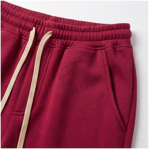 Ensemble de survêtement à capuche pour homme, couleur bordeaux, manches longues, couleur unie, coupe décontractée, vêtements d'automne, respirant, 100% coton - Product Image 5