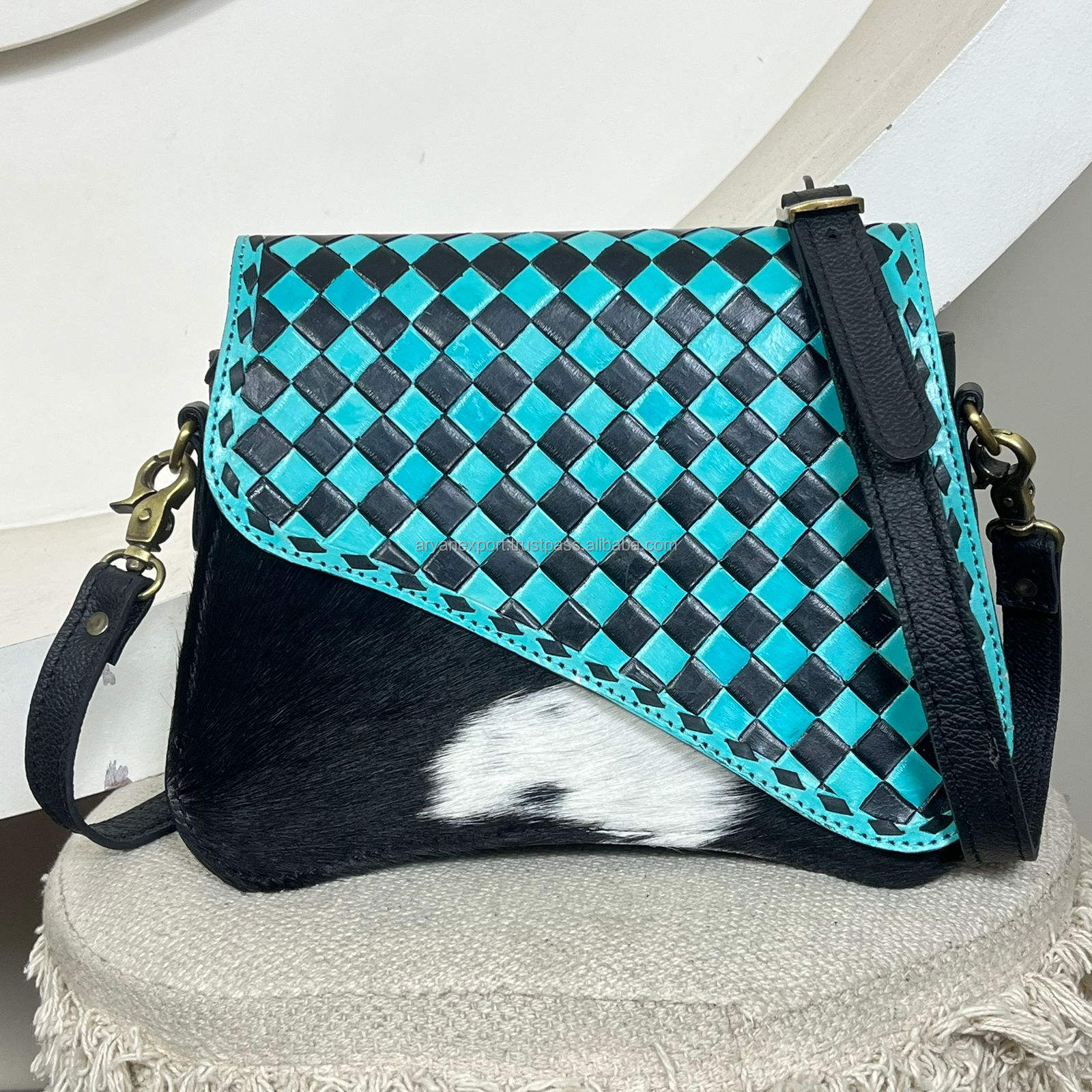 Turquoise & Black Checkered
