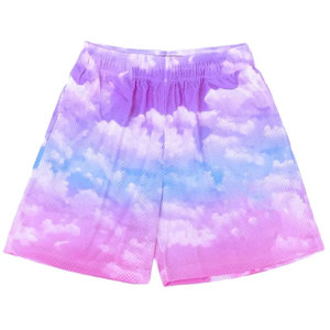 Shorts de sport pour garçons avec logo personnalisé, 100% polyester, motif floral, taille élastique, style décontracté, grande taille, shorts en mesh pour hommes avec poche - Product Image 3