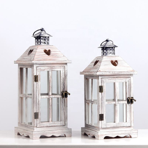 Farol de Madera Blanco Clásico Ecológico Personalizable con Vela para Decoración del Hogar, Bodas, Jardín y Patio - Product Image 1