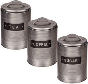 GOOD DESIGN Luxury <b>Small</b> Kitchen <b>Storage</b> Canister with Wooden Lid Galvanized Metal <b>Box</b> for Tea Coffee Sugar - Product Image 3
