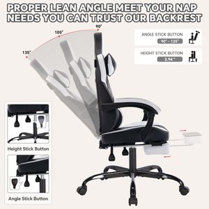 Sedia da Ufficio Ergonomica in Pelle PVC con Schienale Alto, Poggiatesta e Supporto Lombare, Stile Racing, Include Poggiapiedi - Product Image 4