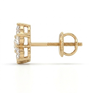 Pendientes de Diamantes con Forma de Flor en Oro de 14K, Certificados por IGI, 7.00 CT, Corte Brillante, Minimalistas, Ligeros y Cómodos para Mujer, Regalo Ideal - Product Image 2