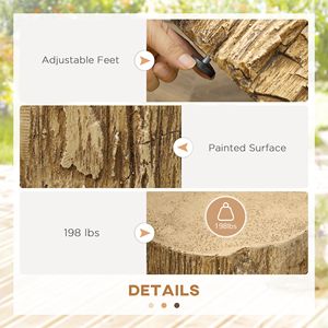 Tavolo rotondo con finitura a grana di legno naturale sgabello albero moncone tavolino per uso interno ed esterno - Product Image 6