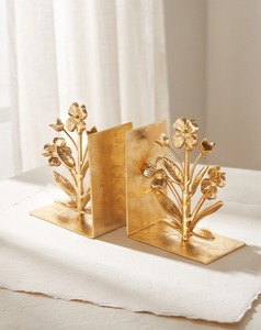 Porte-livres en métal doré à motif floral botanique, texture moulée, décoration pour la maison et le bureau, article de vente en gros - Product Image 2