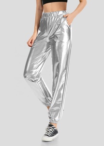 Y2k Streetwear Hip-hop Club Long Pants Laser Shiny Silver Pants for Women Metallic Color Pantalons Pour Femmes - Product Image 2