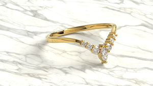 Vintage 18K Gold Plated Marquise Round Diamond <b>Ring</b> <b>Band</b> Curved V Shaped <b>Band</b> Stackable Engagement <b>Ring</b> Fine Jewelry Gift Women - Product Image 3