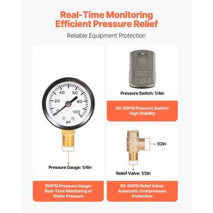 Kit di installazione per irrigazione in ottone puro da 7 pezzi con serbatoio a pressione a 11 vie e interruttore 40/60 PSI per pozzi F - Product Image 4