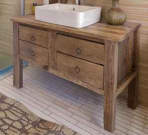 Mueble de Baño Moderno Rústico de Madera Maciza con Lavabo Integrado y Cuatro Cajones de Almacenamiento - Product Image 2
