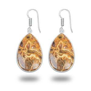 Sabalgarh Marble (Fruit Jasper) Cute Party Silver-Plated Handmade Charm Earrings Natural Stone Jewelry Wholesale - Product Image 2