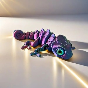 Sculpture de caméléon en bois de manguier multicolore et éclatante |   Vente en gros - Product Image 2